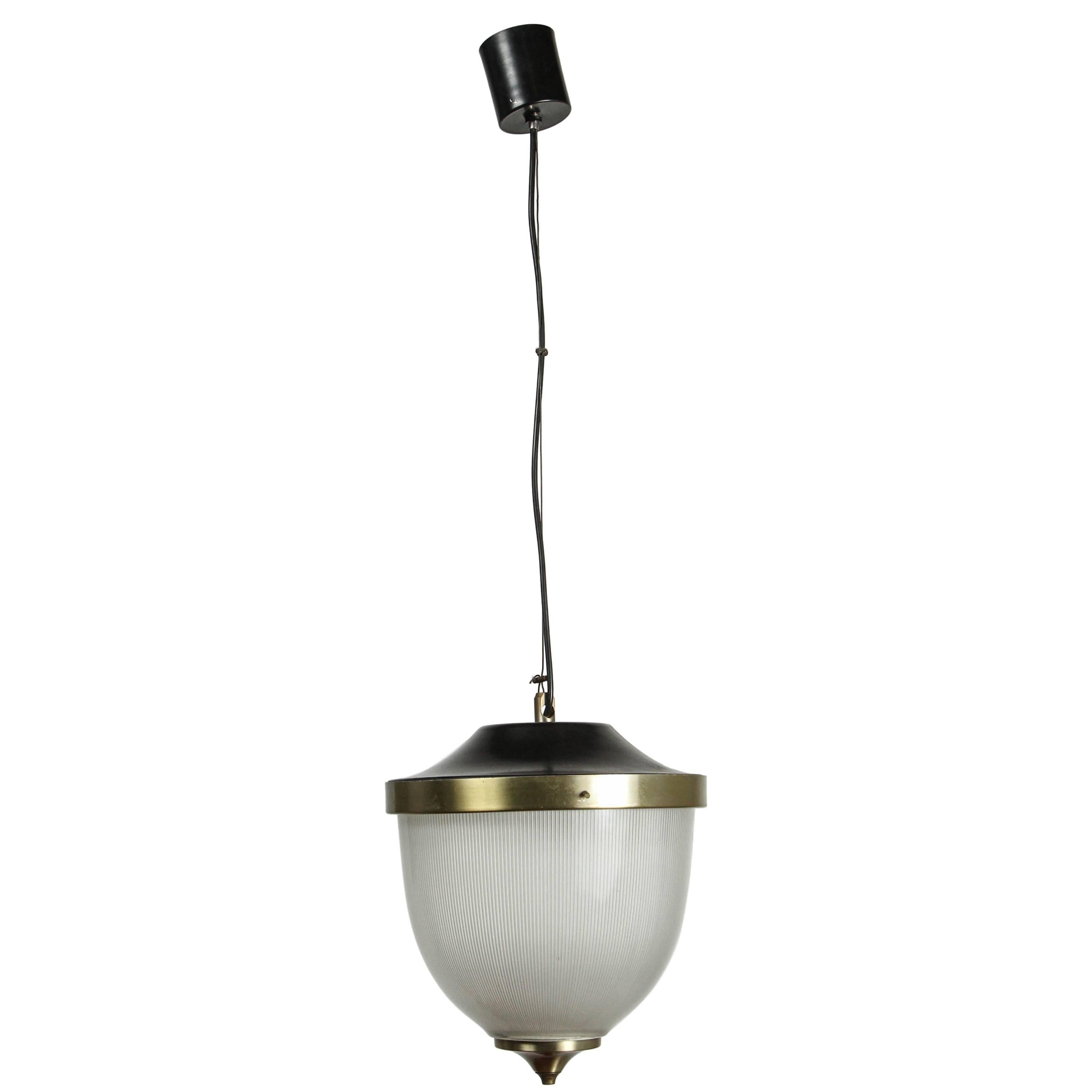 Lampe à suspension de Murano Mazzega avec garnitures en laiton