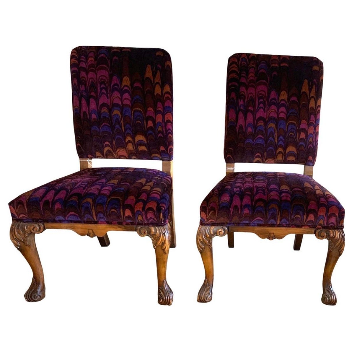 1960s Vintage Jack Lenor Larson Upholstered Side Chairs - a Pair For Sale