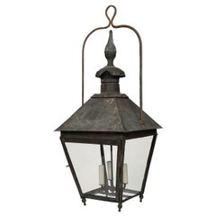 19th Century French Copper and Glass Paneled Lantern