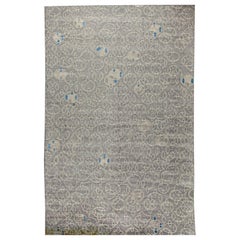 Moderner handgefertigter Hummingbird Silber-Teppich aus Wolle und Seide von Doris Leslie Blau