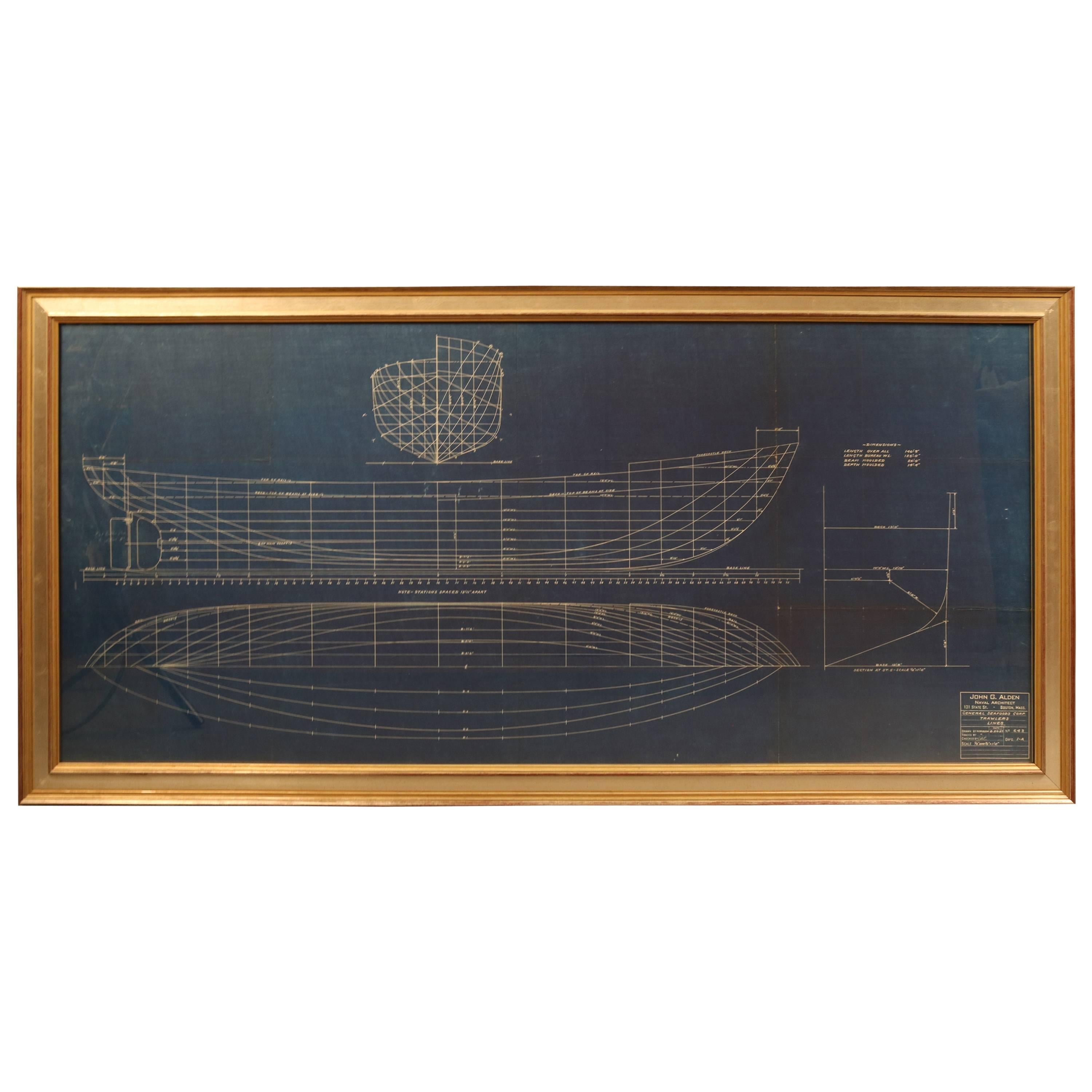 Early 20th Century Blueprint by John Alden For Sale