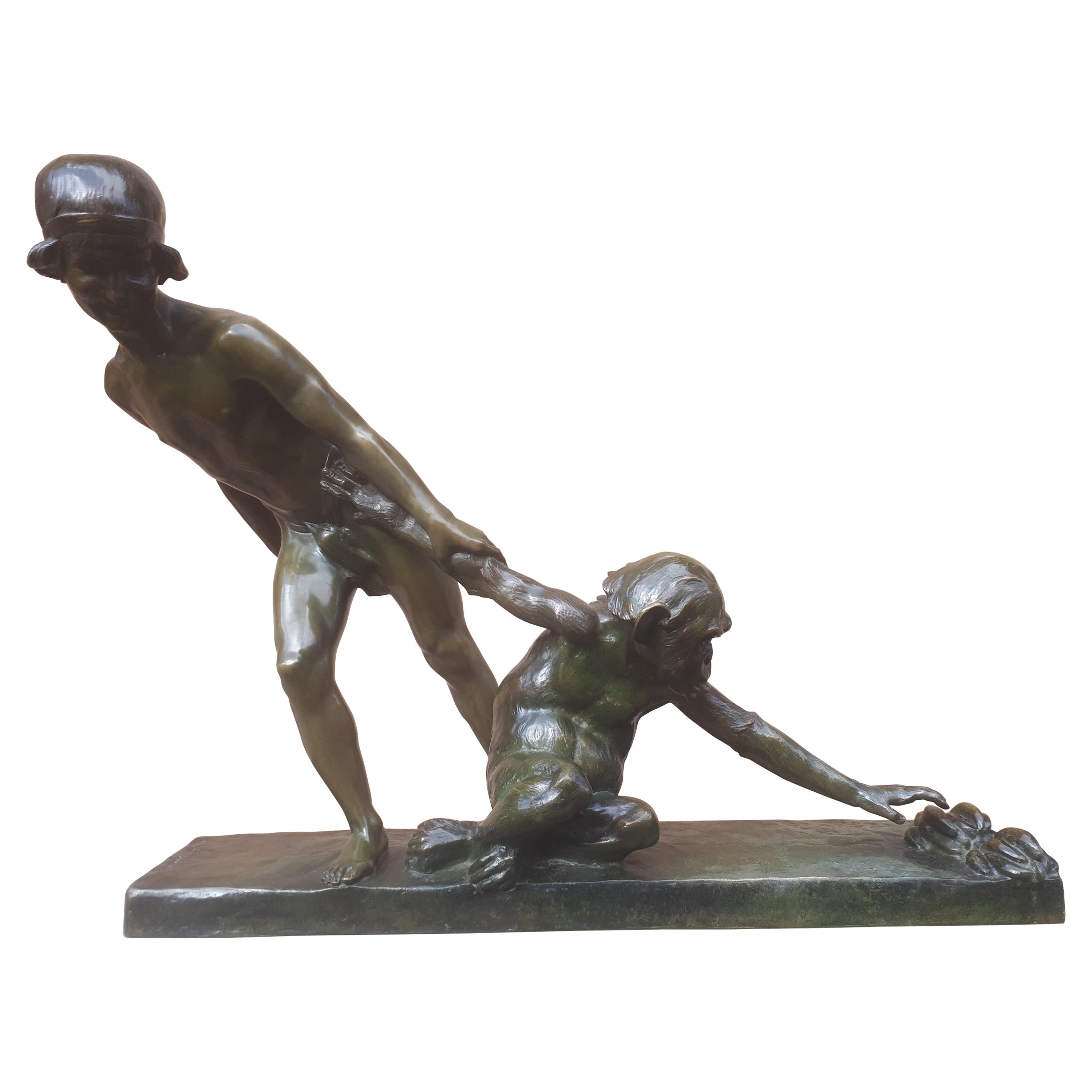 Important Art Deco Bronze Sculpture, By Jean Verschneider For Sale