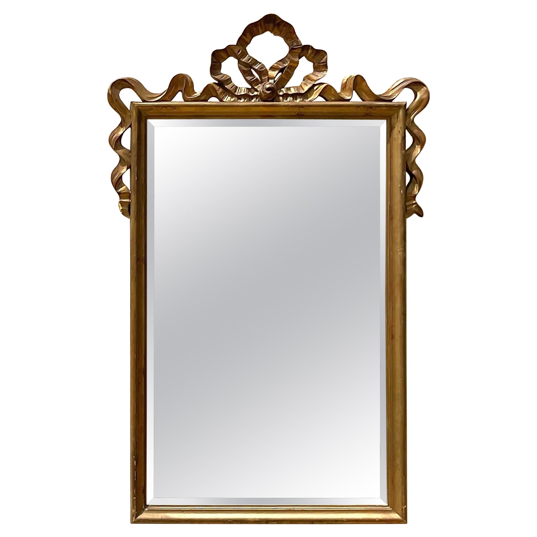Miroir Vintage Regency à ruban doré en vente
