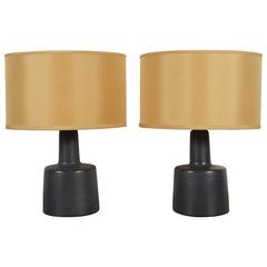 Pair of Blue Ceramic Martz Lamps