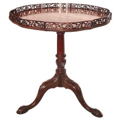 Antique English Georgian Mahogany Galleried Chippendale Table, Circa 1840.
