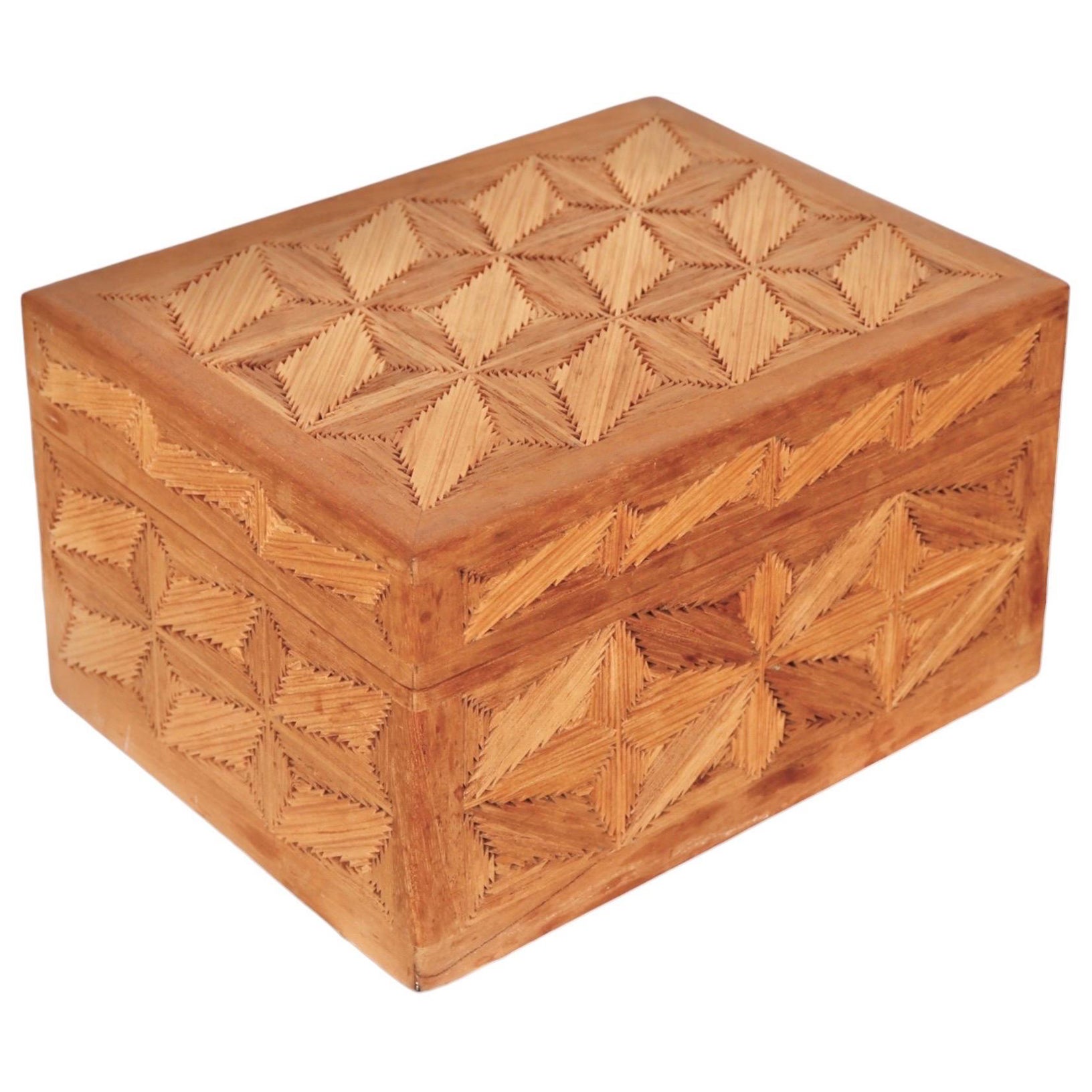 Inlaid Wooden Trinket Box For Sale
