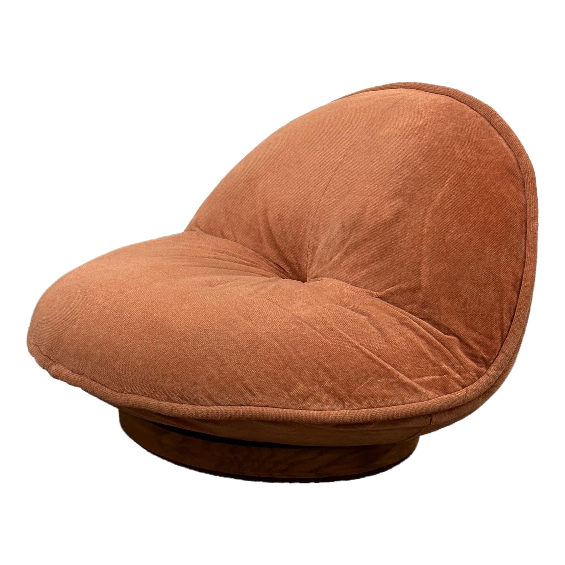 Postmodern Clam Chair with Walnut Base For Sale