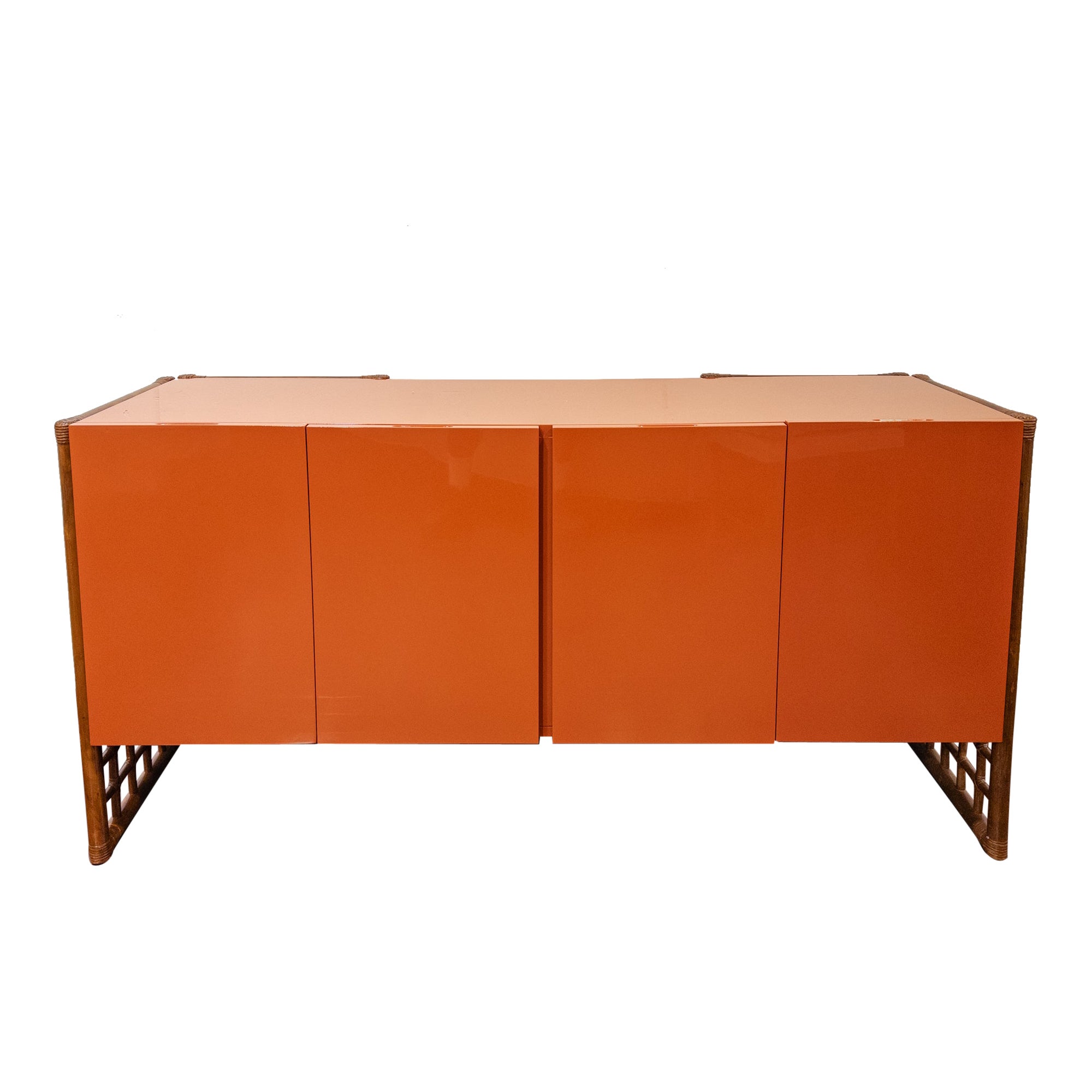 This rare Milo Baughman credenza, crafted for Thayer Coggin, exudes an exquisite allure that's hard to come by. Its lacquered finish gleams with a timeless elegance, showcasing Baughman's mastery of design. What sets this piece apart are its