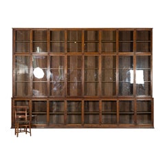 Antique Monumental Oak Glazed Haberdashery Bookcase Cabinet