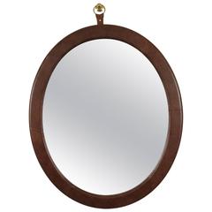 Leather Oval Mirror by Jason Koharik for Collected by