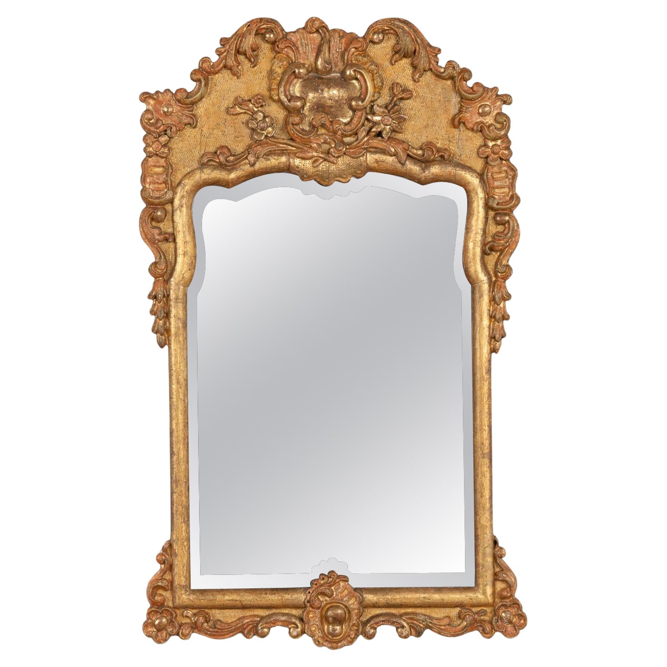 Gold Gilt Rococo Carved Mirror, Sweden circa 1790-1810 For Sale