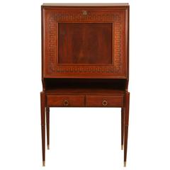 Italian Mahogany Drop-Front Bar Cabinet