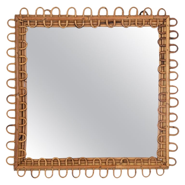 Miroir carré italien en rotin