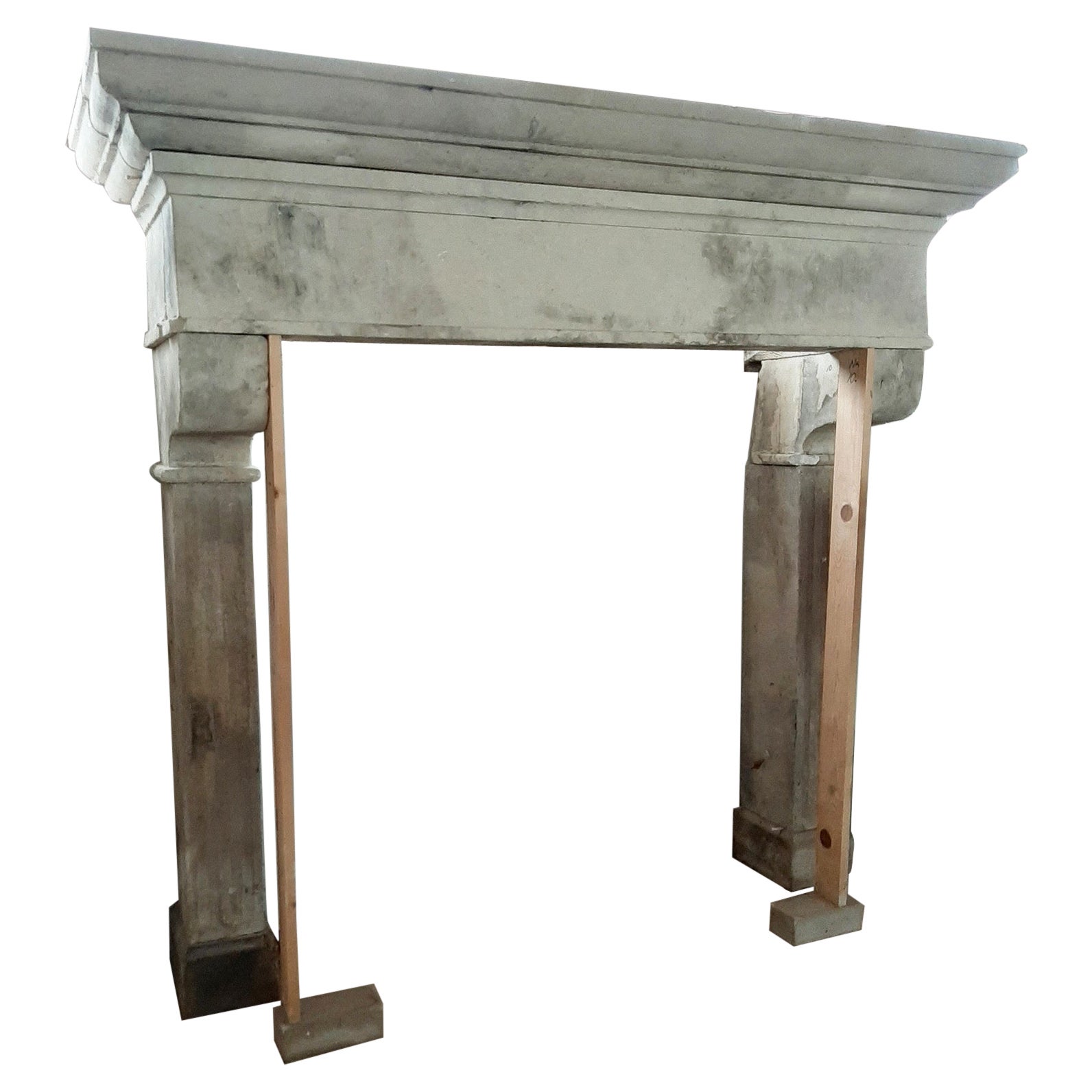 Antique Italian Limestone Fireplace from the 19th Century For Sale