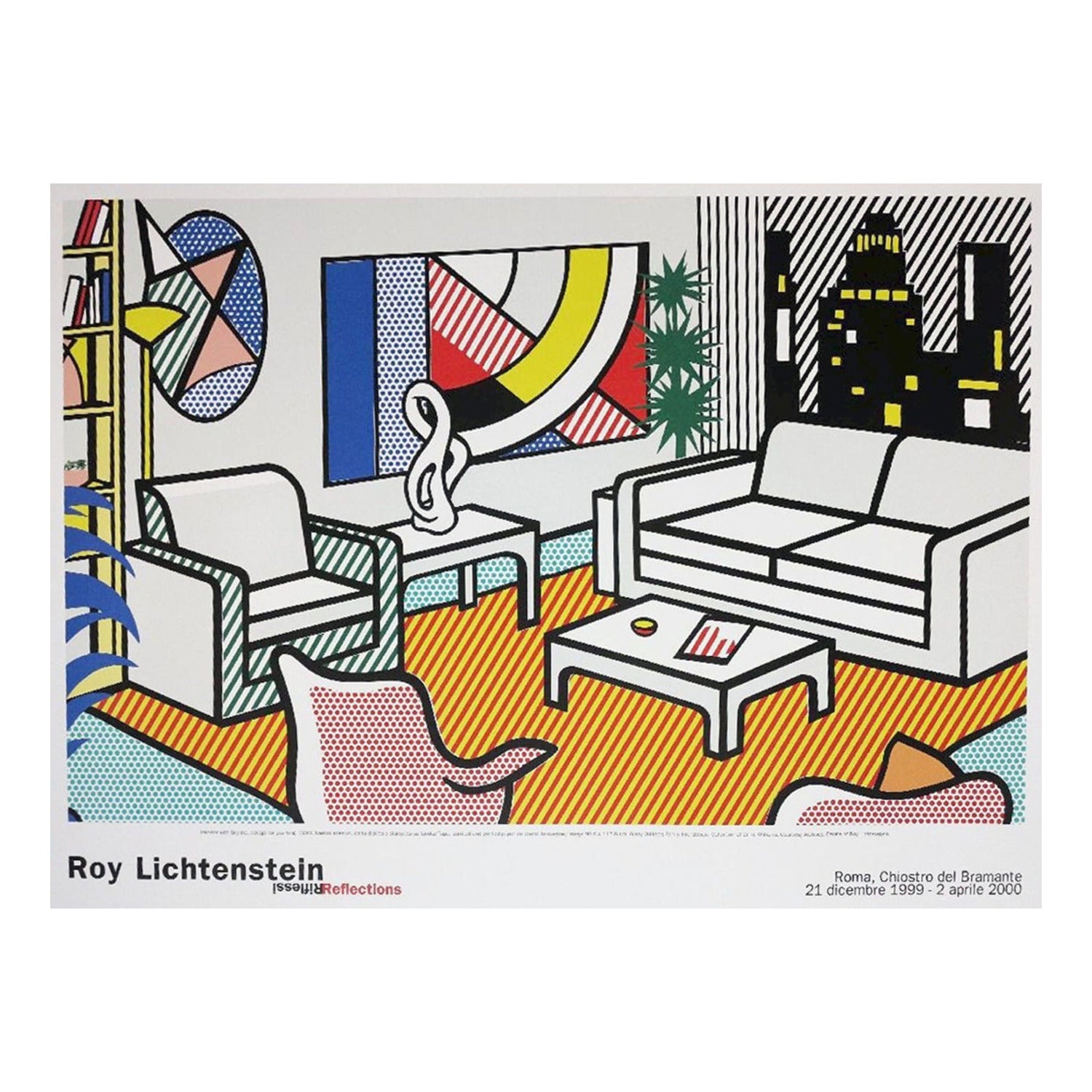 1999 Roy Lichtenstein - Chiostro del Bramante Original Vintage Poster For Sale