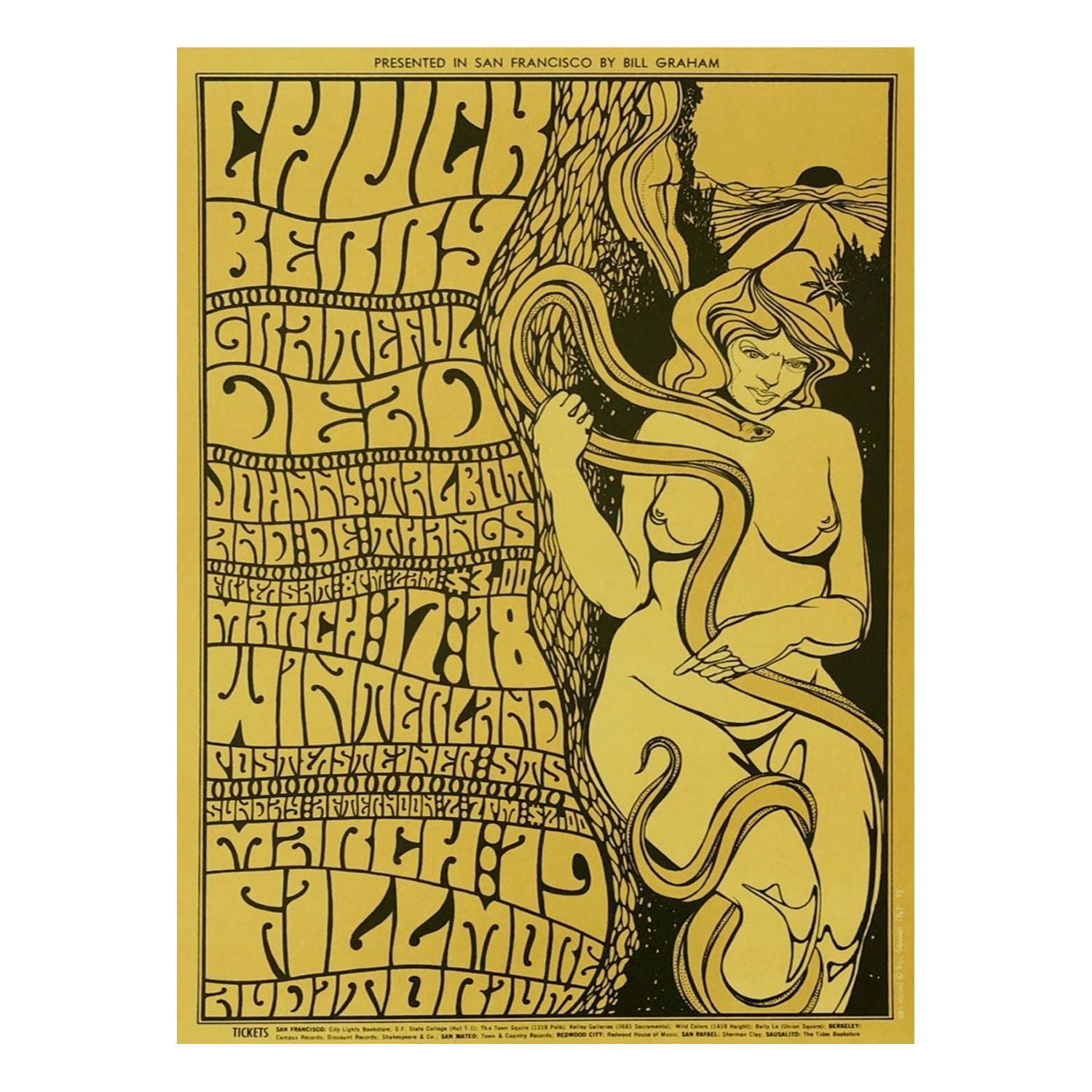 1967 Chuck Berry & The Grateful Dead - Fillmore Poster originale d'epoca in vendita