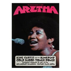 Affiche vintage d'origine du bal de Los Angeles d'Aretha Franklin, 1971