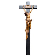 Crucifix mural sculpté à la main « Hic Est Rex Iudaeorum »