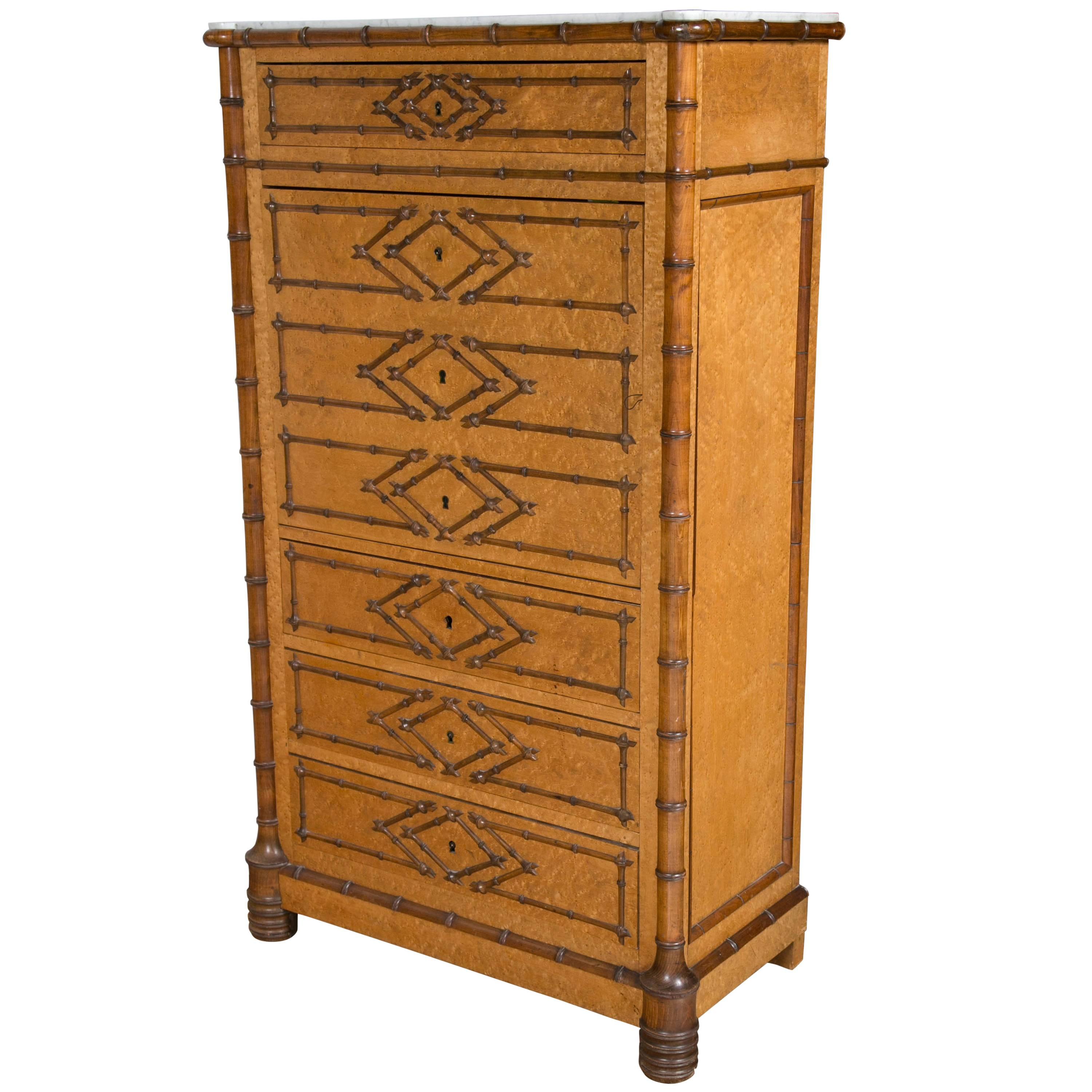 French Faux Bamboo Secretaire