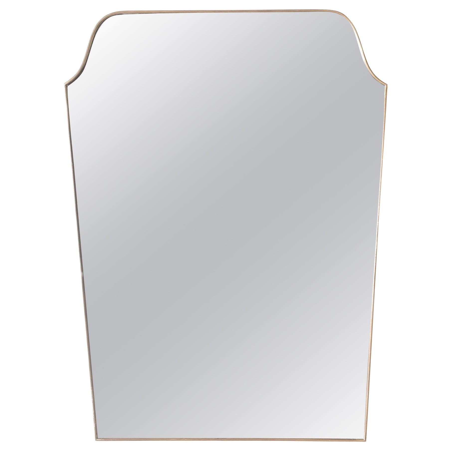 Large 1950s Italian Brass Framed Mirror For Sale