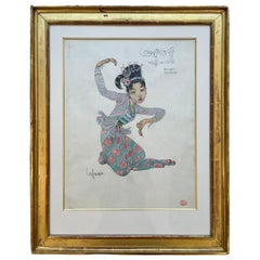 Léa LAFUGIE (1890-1972), gouache di una ballerina birmana