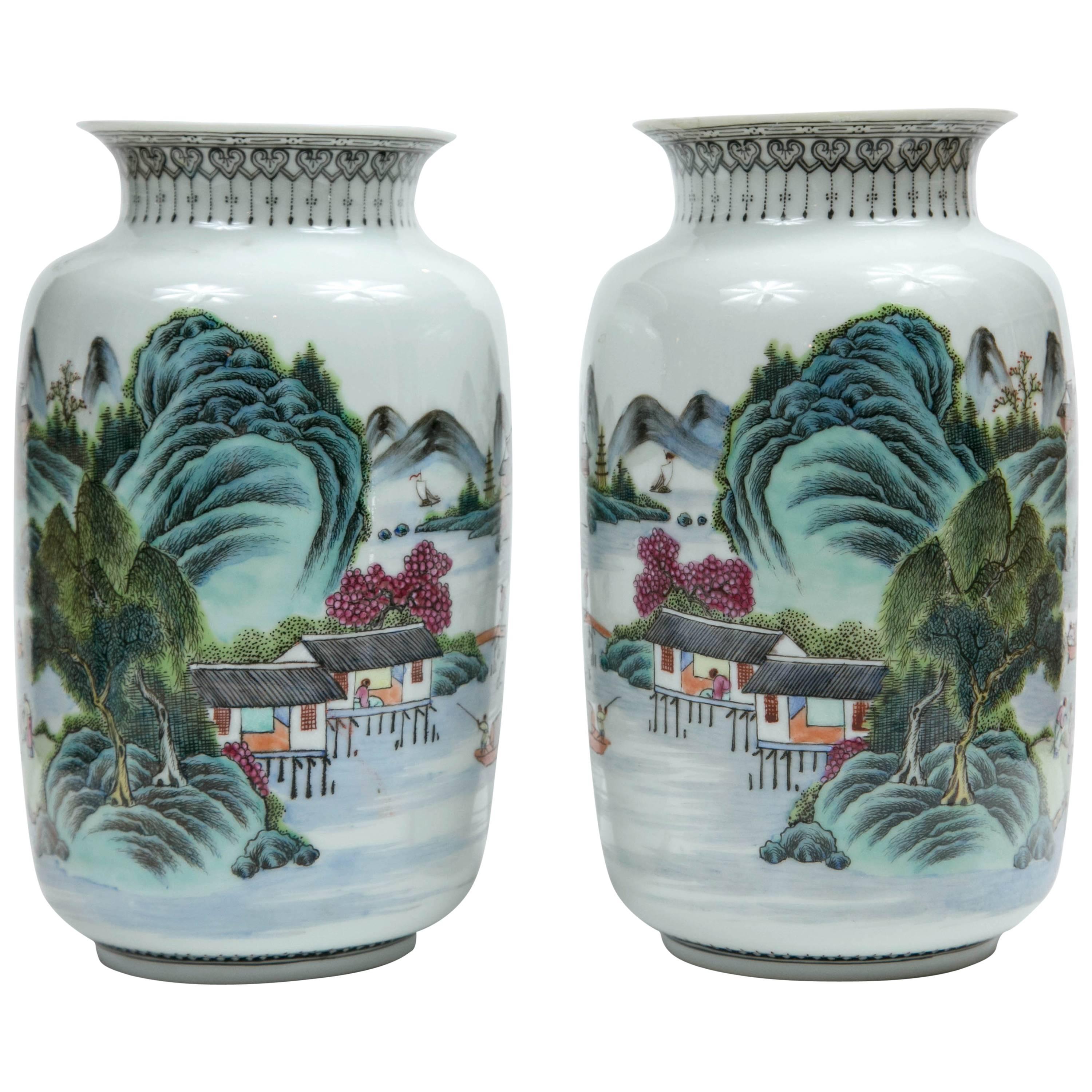 Pair of Famille Rose Vases, circa 1960s