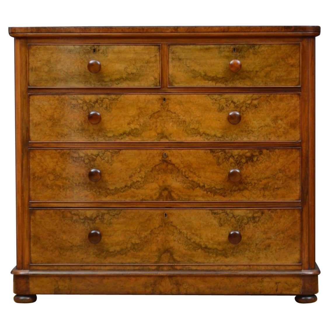 Victorian Burr Walnut Chest of Drawers For Sale