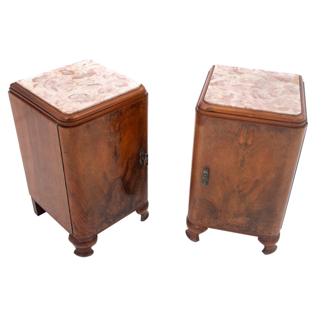 Bedside tables in the Art Deco style, around 1940. For Sale