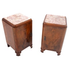 Vintage Bedside tables in the Art Deco style, around 1940.