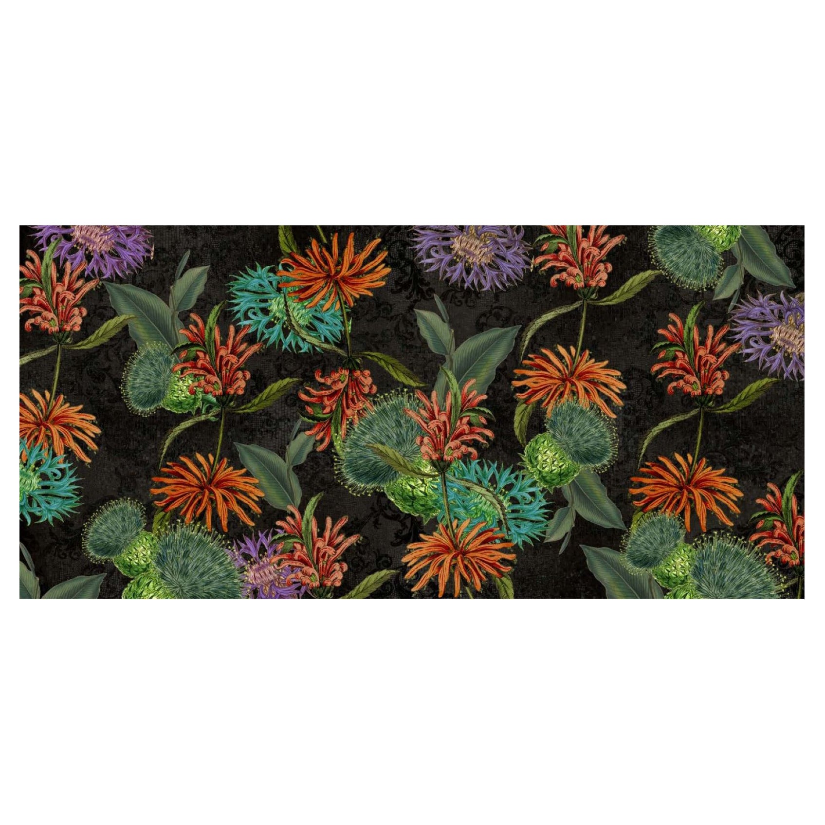 Dark Bloom Rainbow  Wall Paper in Fabric also suitable for wet area  For Sale