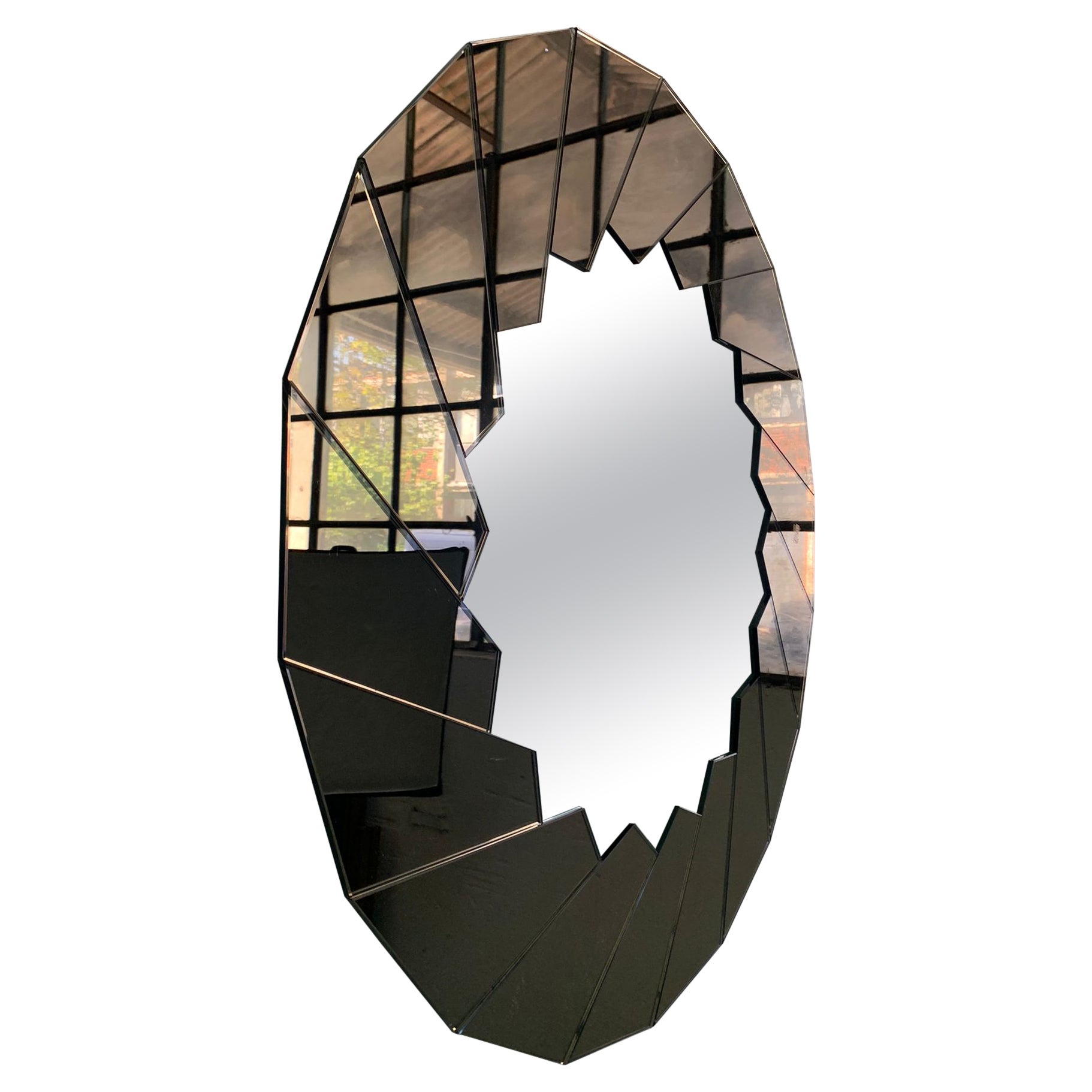 Wall mirror with glass frame attributed to Gae Aulenti, Semiramide, Italy, 1970s For Sale