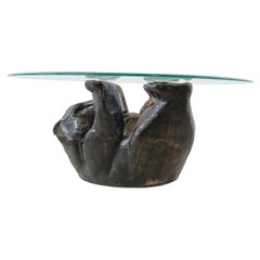 Table basse sculpturale unique en forme d'ours noir, années 1970