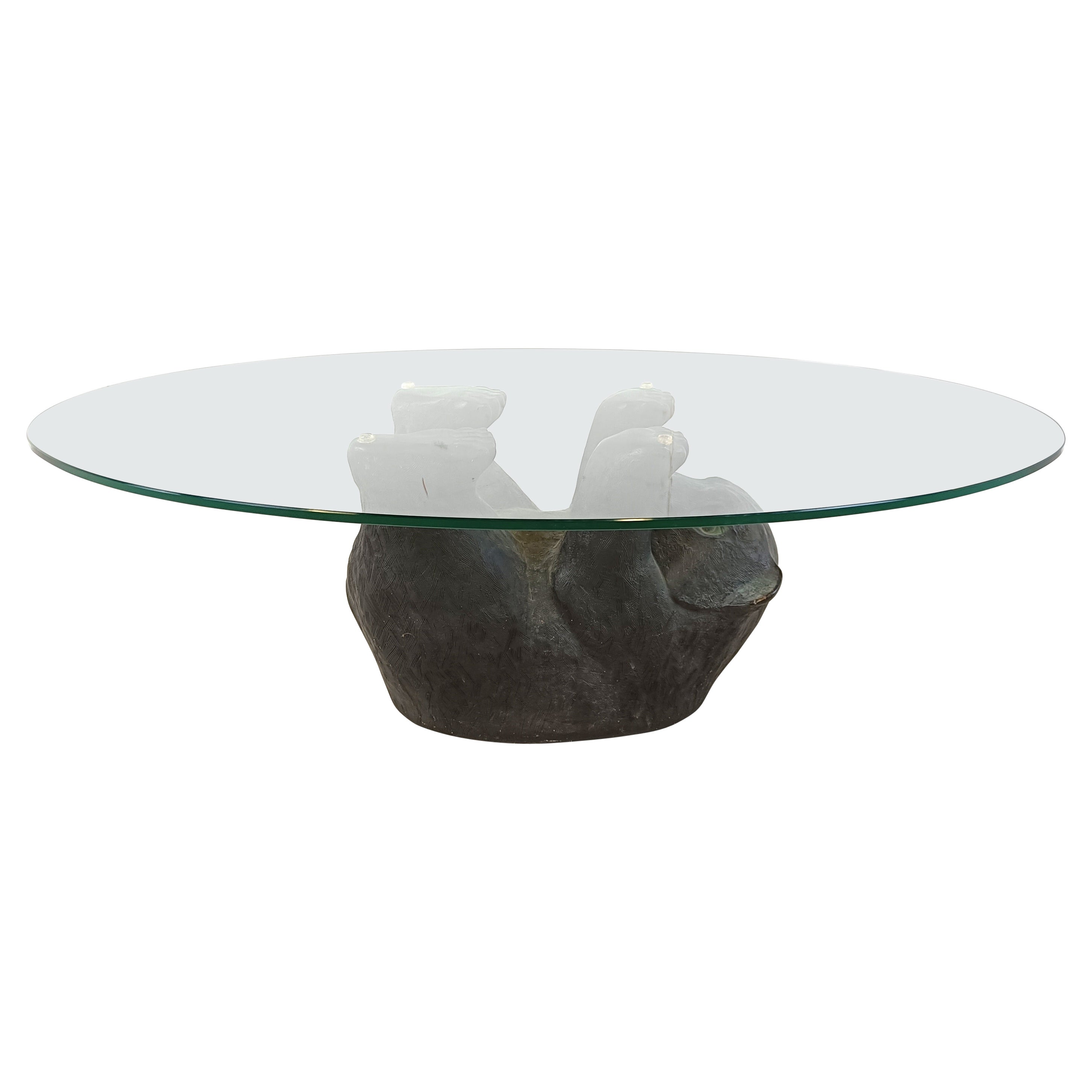 Unique Sculptural Black Bear Coffee Table, 1970s For Sale