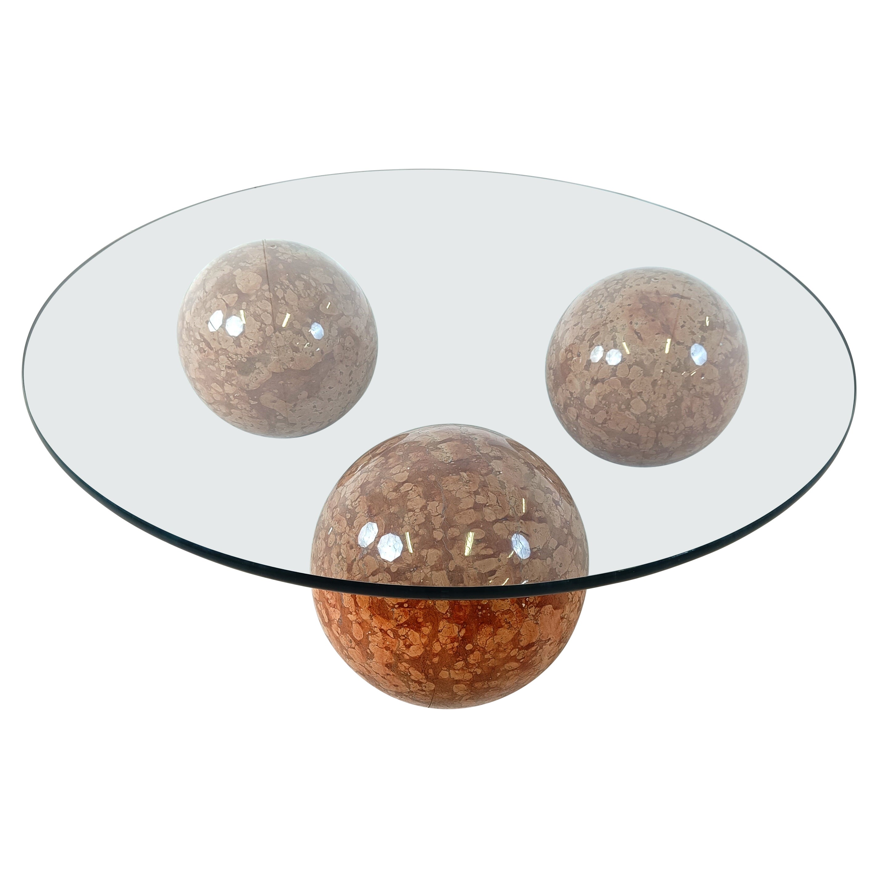 Marble sphere coffee table, italy, 1980s For Sale