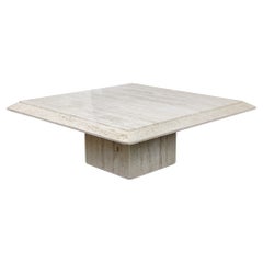 Stone International Table basse en marbre travertin italien Mid-Century Modern