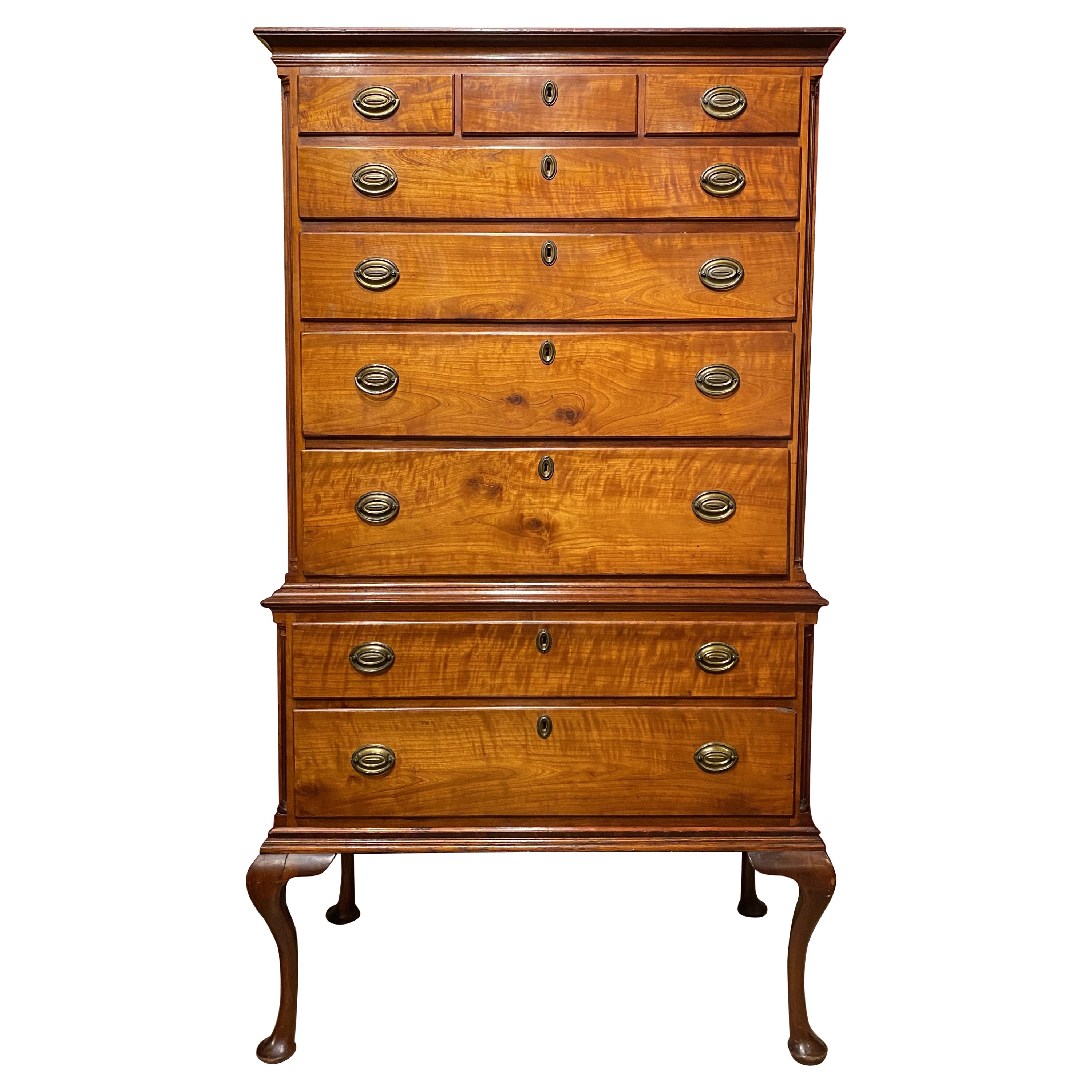 18th Century Two Part Chippendale Highboy in Cherrywood For Sale