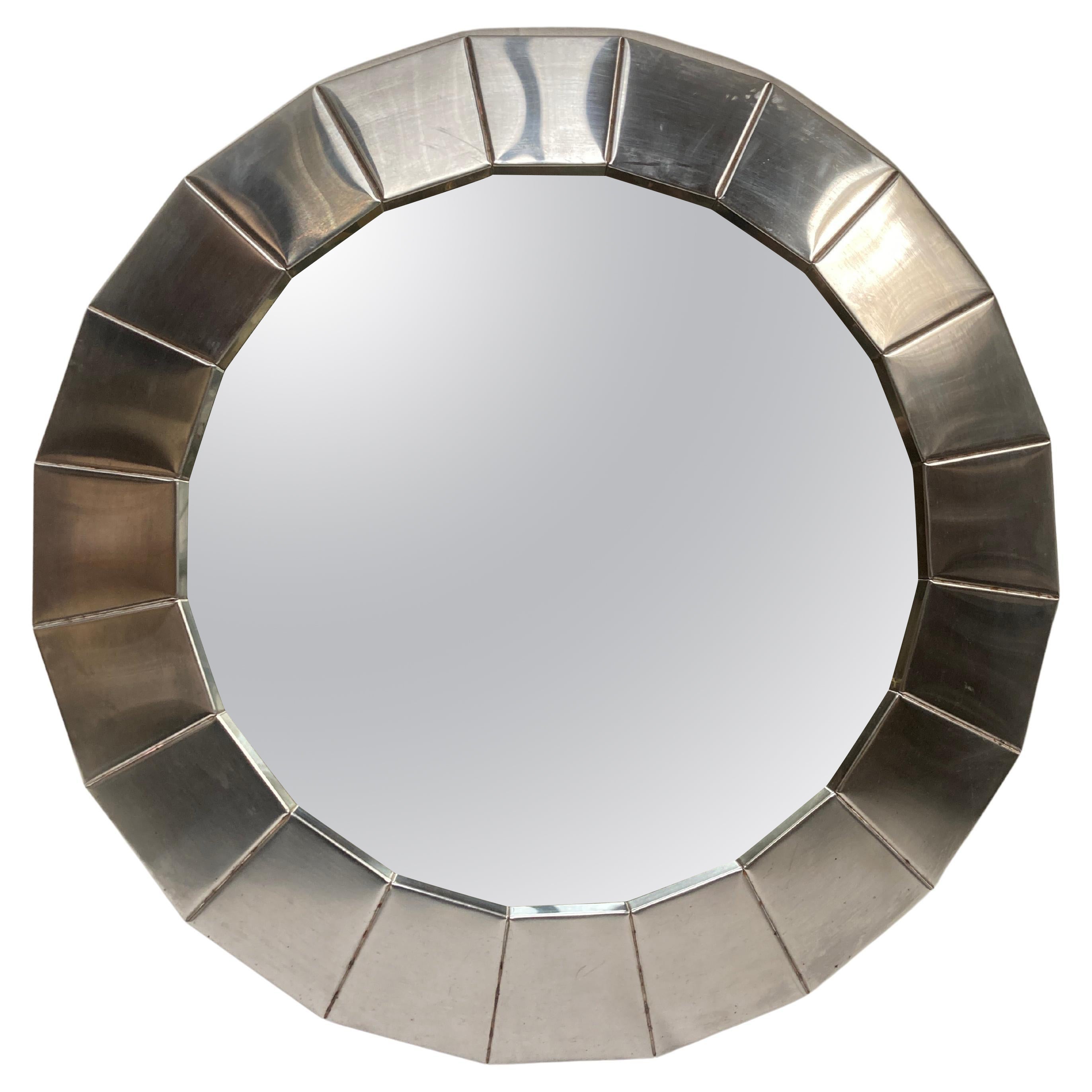 1970's Stainless steel mirror attributed to Françoise See For Sale