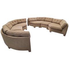 Vintage Mid Century Modern Milo Baughman Parsons Style 3 Piece Section Sofa- Pair