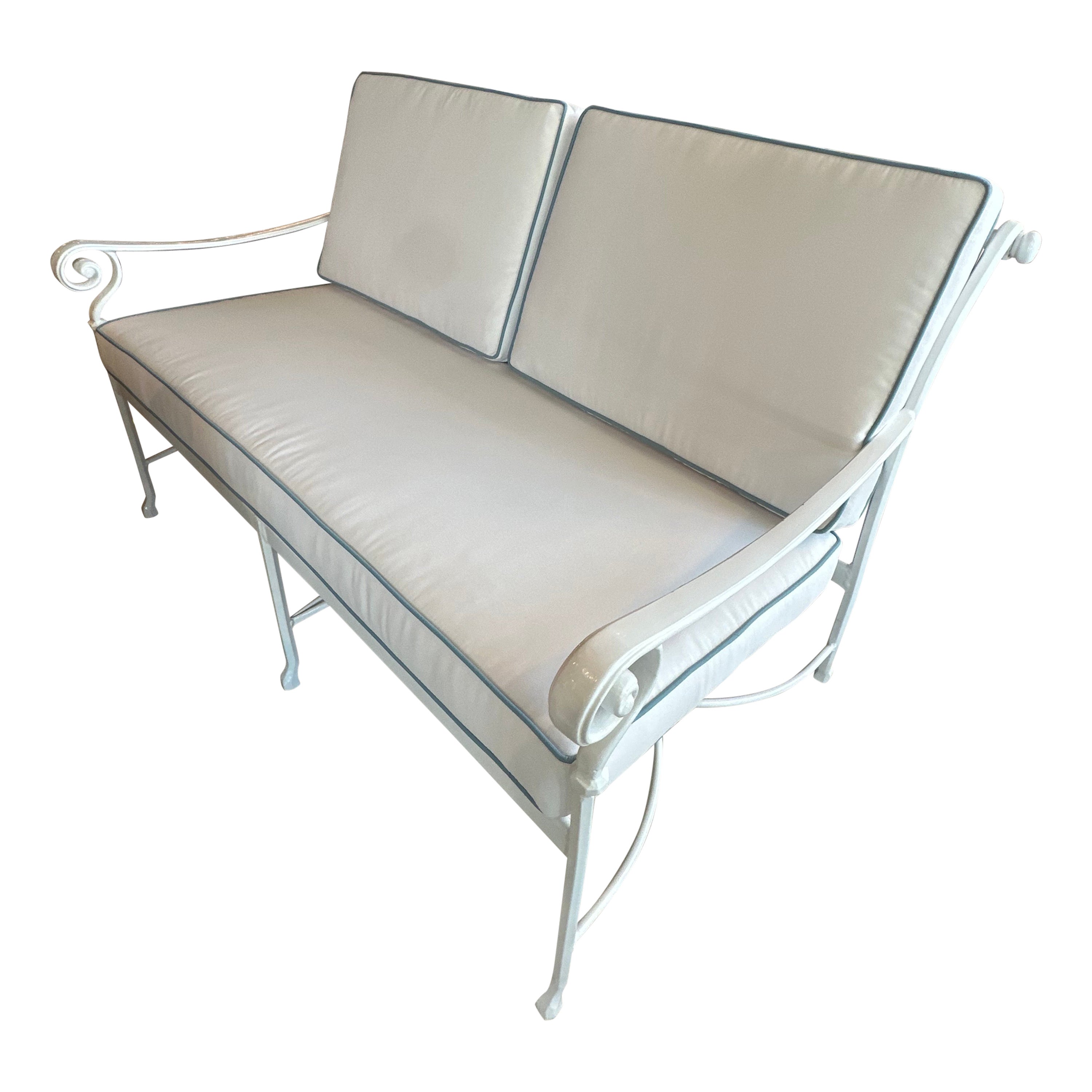Metal Loveseat Sofa New Powder-Coated & Upholstery Patio Outdoor 3 Available  For Sale