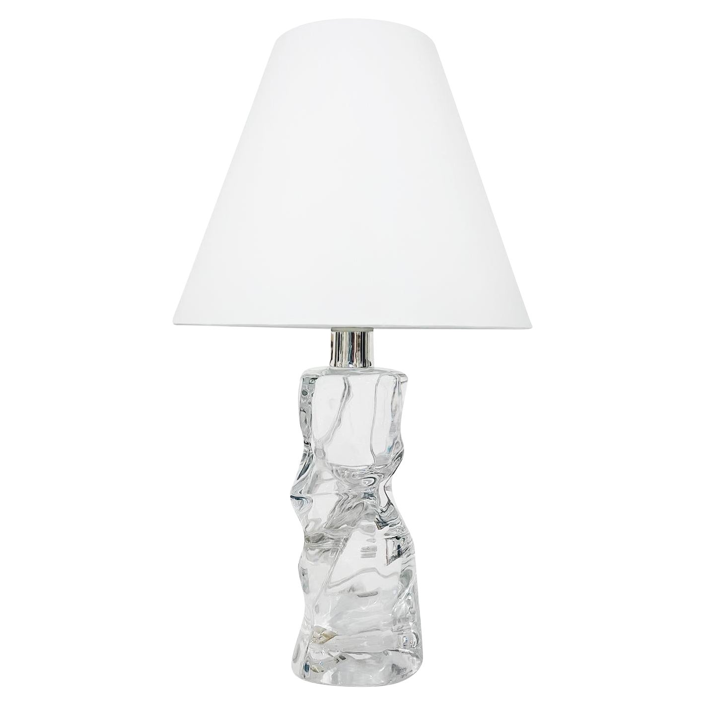 Lámpara de sobremesa sueca del siglo XX de cristal de Orrefors de Olle Alberius