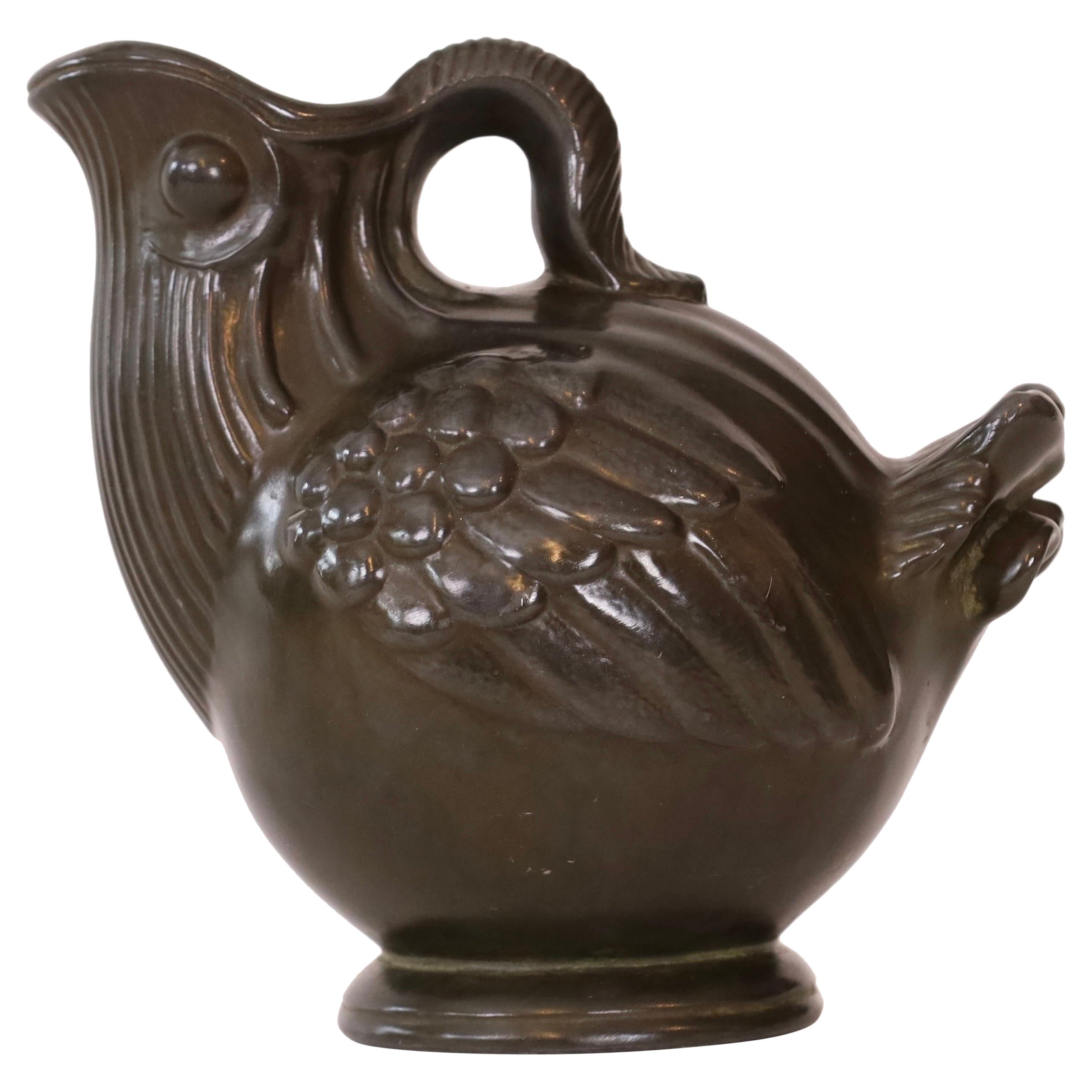 Art deco bird-shaped vase by Just Andersen, 1930s, Denmark For Sale