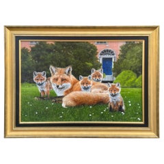 Retro Steve Burgess - Irish Painting Fitzwilliam Square Dublin Ireland Foxes