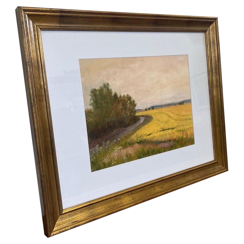 Framed Giclee Feild Landscape Fine Art Print by Helen Drummond. For Sale
