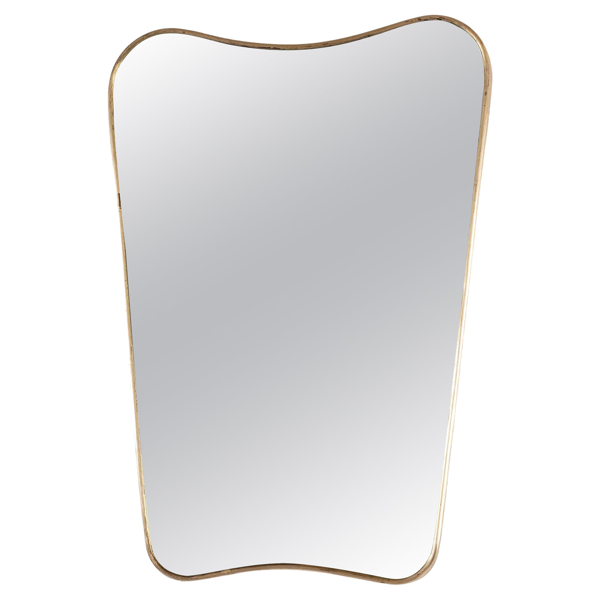 1950s Italian Gio Ponti Brass Framed Mirror  For Sale