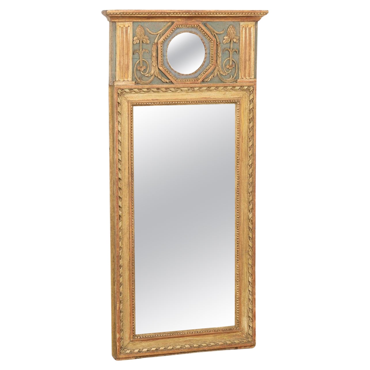 Painted Trumeau Mirror, Sweden circa 1820-80 For Sale