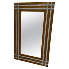 Retro Italian Rectangular Wood Wall Mirror 1970