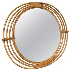 Retro Restored Rattan Oval Hand Woven Wall Mirror with Reed Rattan Frame