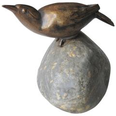 Bronze Bird on Stone, Marked Reussner