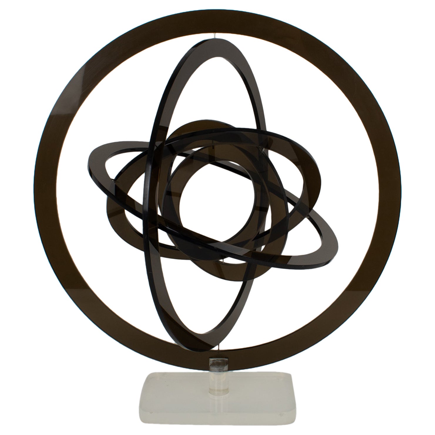 Kinetische Astrolabe-Skulptur aus grauem Lucite der Moderne, Italien, 1970er Jahre