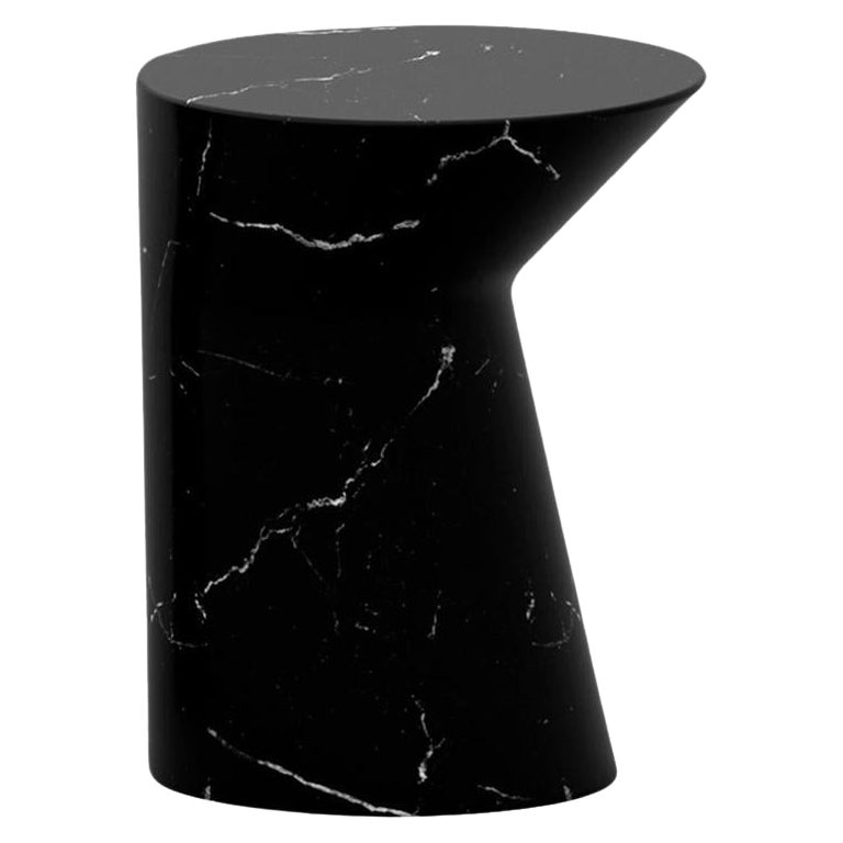 Side Table in Nero Marquina Marble, Io medium by Adolfo Abejon For Sale